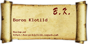 Boros Klotild névjegykártya